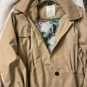 Joules Tan Trench Coat with Floral Lining 8